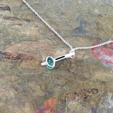 14KT White Gold Channel Set Emerald Gemstone Pendant - Legacy Saint Jewelry