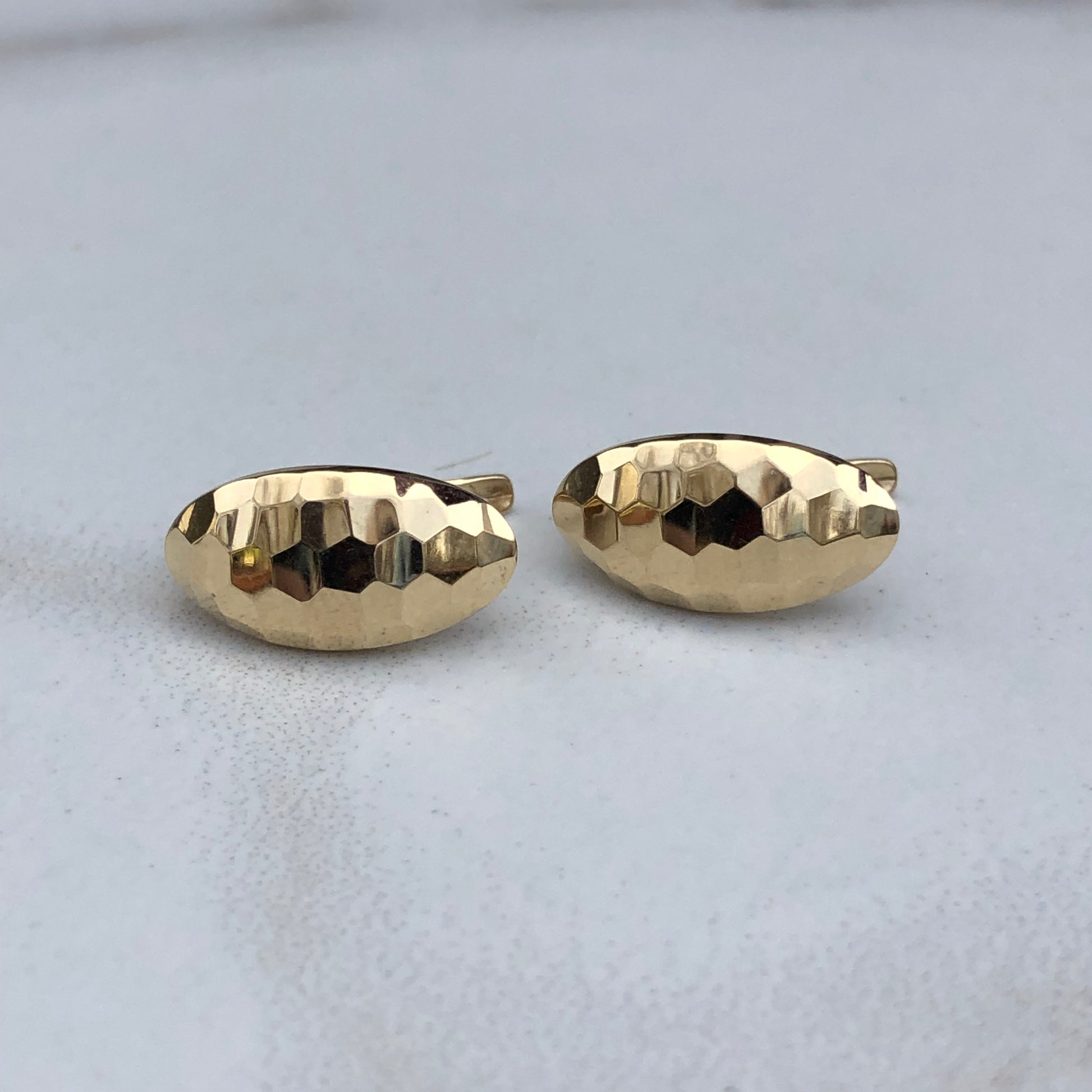 14KT Yellow Gold Hinged Hammered Omega Earrings, 14KT Yellow Gold Hinged Hammered Omega Earrings - Legacy Saint Jewelry