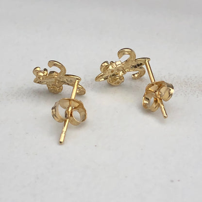 14KT Yellow Gold Fleur de Lis Post Stud Earrings, 14KT Yellow Gold Fleur de Lis Post Stud Earrings - Legacy Saint Jewelry