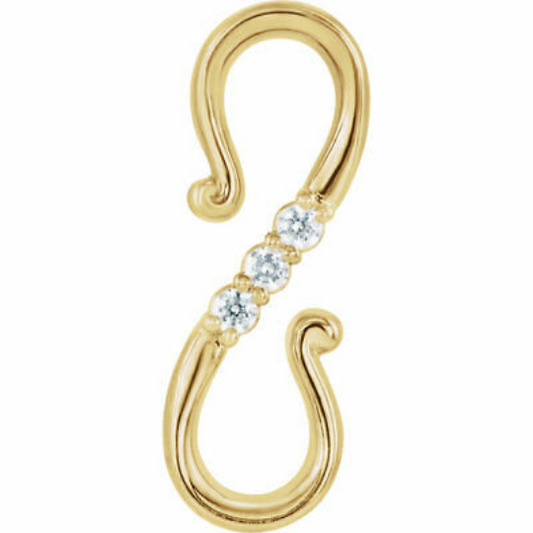 14KT Yellow Gold Diamond S-Hook Extender Clasp, 14KT Yellow Gold Diamond S-Hook Extender Clasp - Legacy Saint Jewelry