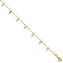 Load image into Gallery viewer, OOO 14KT Yellow Gold Oval Chain Diamond-Cut Dots Anklet, OOO 14KT Yellow Gold Oval Chain Diamond-Cut Dots Anklet - Legacy Saint Jewelry