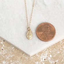 Load image into Gallery viewer, 14KT Yellow Gold Polished Oval Miraculous Mini Medal 14mm, 14KT Yellow Gold Polished Oval Miraculous Mini Medal 14mm - Legacy Saint Jewelry