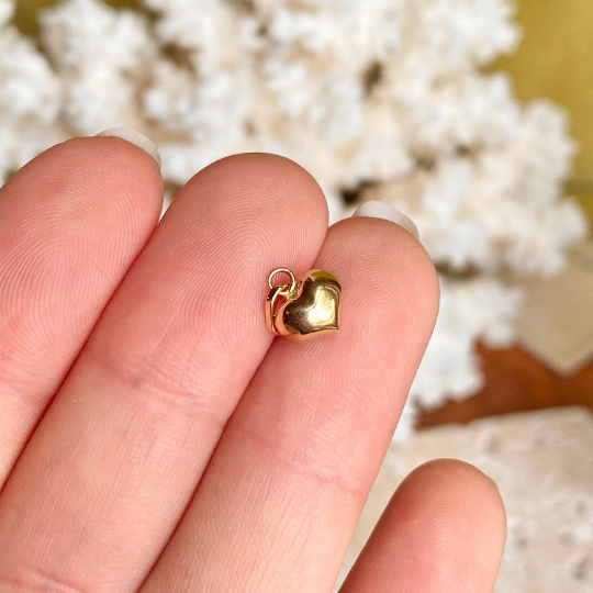 14KT Yellow Gold Polished 3D Puffed Heart Pendant Charm 12mm, 14KT Yellow Gold Polished 3D Puffed Heart Pendant Charm 12mm - Legacy Saint Jewelry