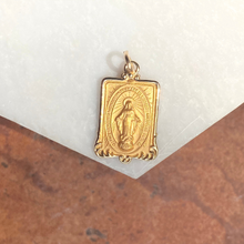 Load image into Gallery viewer, 14KT Yellow Gold Rectangular Miraculous Medal Pendant Charm, 14KT Yellow Gold Rectangular Miraculous Medal Pendant Charm - Legacy Saint Jewelry