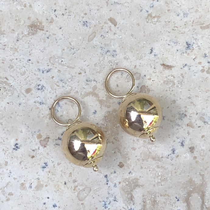 14KT Yellow Gold Polished Round Ball Earring Charms, 14KT Yellow Gold Polished Round Ball Earring Charms - Legacy Saint Jewelry