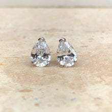 Load image into Gallery viewer, 14KT White Gold Pear Shape CZ Stud Post Earrings, 14KT White Gold Pear Shape CZ Stud Post Earrings - Legacy Saint Jewelry