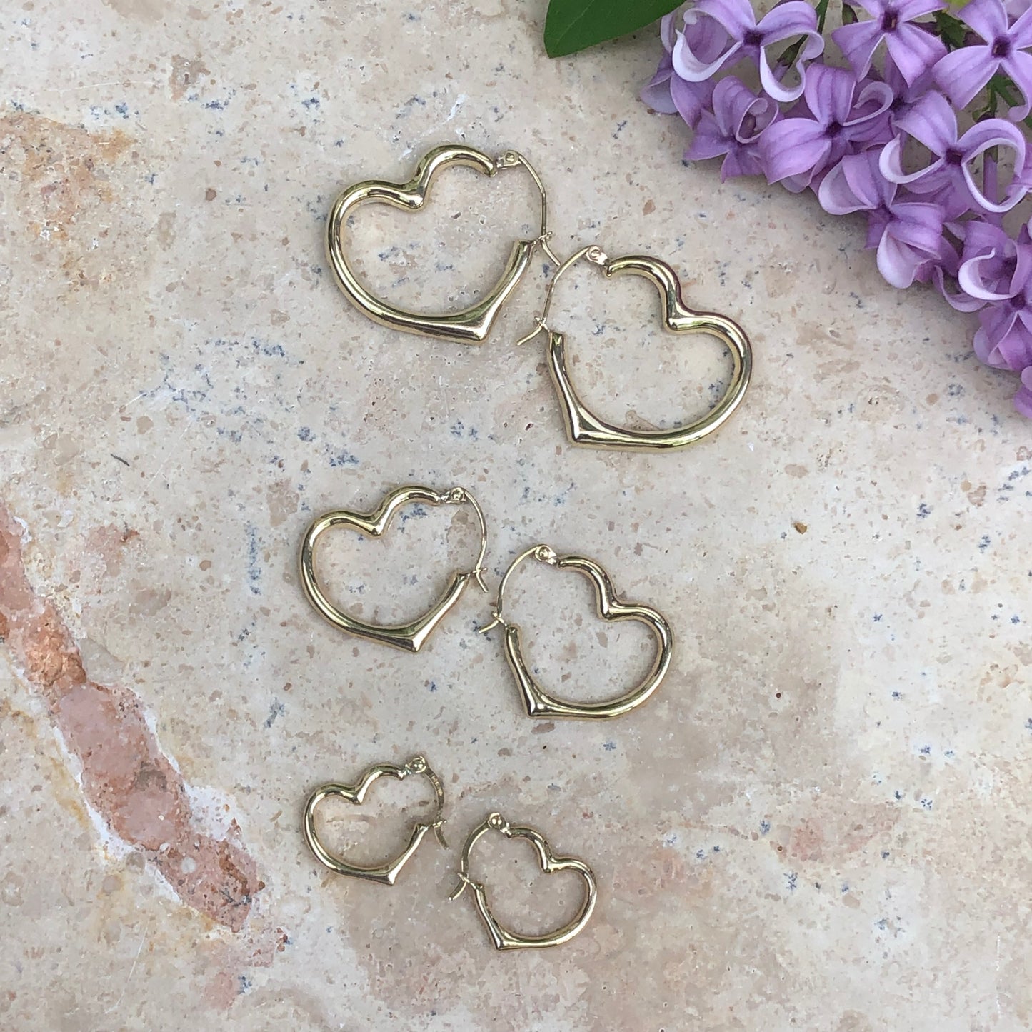 10KT Yellow Gold Large Open Heart Hoop Earrings, 10KT Yellow Gold Large Open Heart Hoop Earrings - Legacy Saint Jewelry