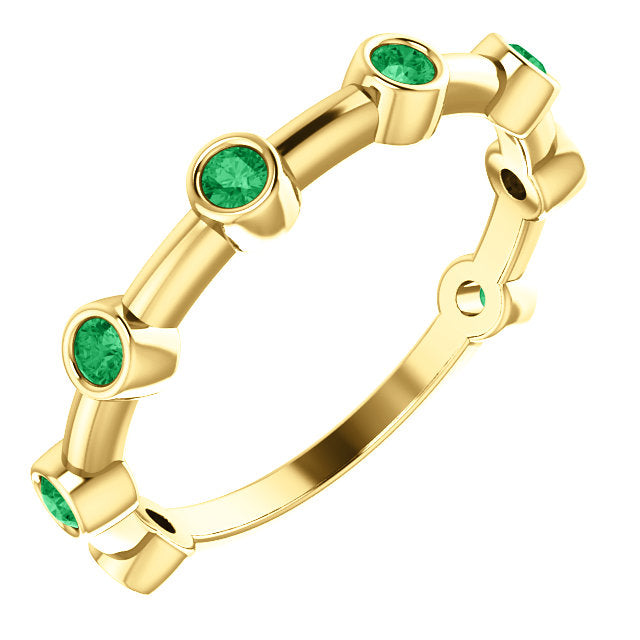 14KT Yellow Gold Bezel-Set Emerald Bar Ring, 14KT Yellow Gold Bezel-Set Emerald Bar Ring - Legacy Saint Jewelry