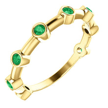 Load image into Gallery viewer, 14KT Yellow Gold Bezel-Set Emerald Bar Ring, 14KT Yellow Gold Bezel-Set Emerald Bar Ring - Legacy Saint Jewelry