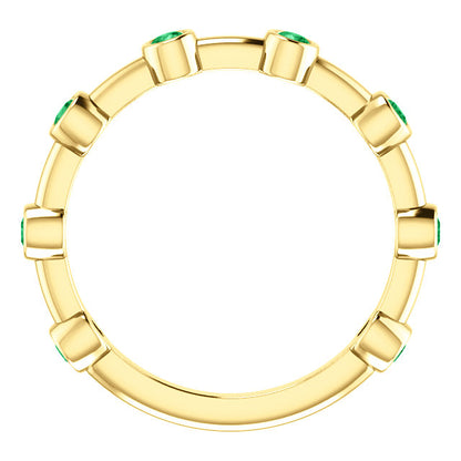 14KT Yellow Gold Bezel-Set Emerald Bar Ring, 14KT Yellow Gold Bezel-Set Emerald Bar Ring - Legacy Saint Jewelry