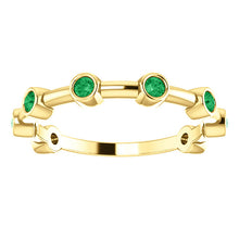 Load image into Gallery viewer, 14KT Yellow Gold Bezel-Set Emerald Bar Ring, 14KT Yellow Gold Bezel-Set Emerald Bar Ring - Legacy Saint Jewelry