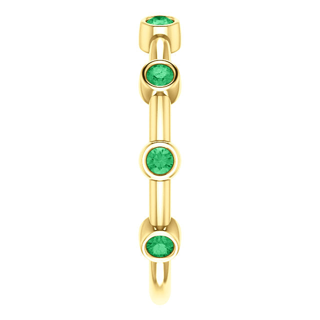 14KT Yellow Gold Bezel-Set Emerald Bar Ring, 14KT Yellow Gold Bezel-Set Emerald Bar Ring - Legacy Saint Jewelry