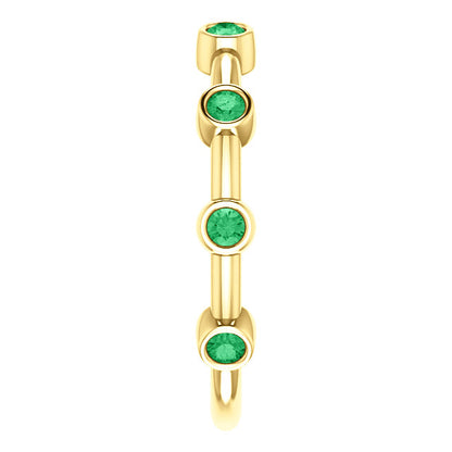 14KT Yellow Gold Bezel-Set Emerald Bar Ring, 14KT Yellow Gold Bezel-Set Emerald Bar Ring - Legacy Saint Jewelry