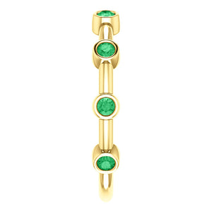 14KT Yellow Gold Bezel-Set Emerald Bar Ring, 14KT Yellow Gold Bezel-Set Emerald Bar Ring - Legacy Saint Jewelry