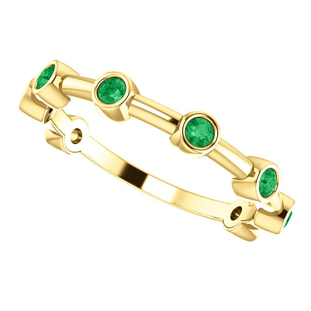 14KT Yellow Gold Bezel-Set Emerald Bar Ring, 14KT Yellow Gold Bezel-Set Emerald Bar Ring - Legacy Saint Jewelry