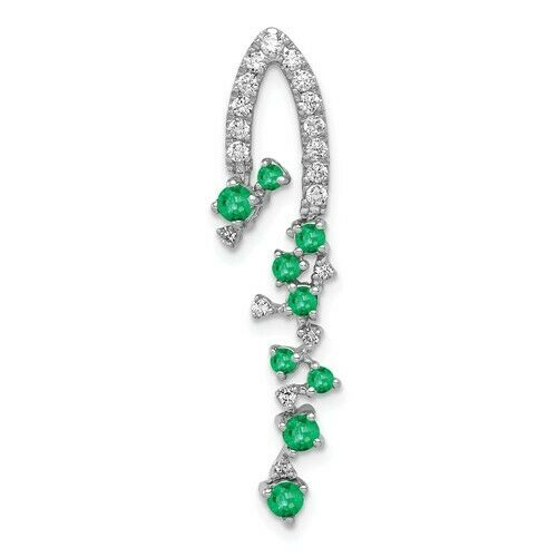 14KT White Gold Pave Diamond + Emerald Pendant, 14KT White Gold Pave Diamond + Emerald Pendant - Legacy Saint Jewelry