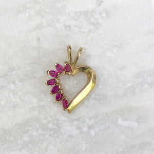 Estate 10KT Yellow Gold Ruby Heart Pendant, Estate 10KT Yellow Gold Ruby Heart Pendant - Legacy Saint Jewelry