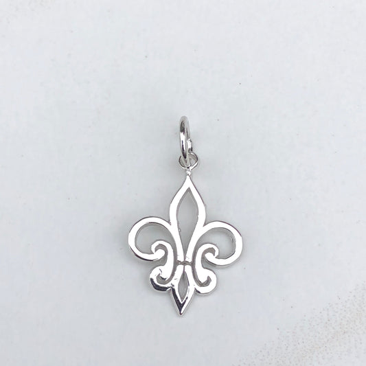 14KT White Gold Fleur de Lis Pendant Charm, 14KT White Gold Fleur de Lis Pendant Charm - Legacy Saint Jewelry