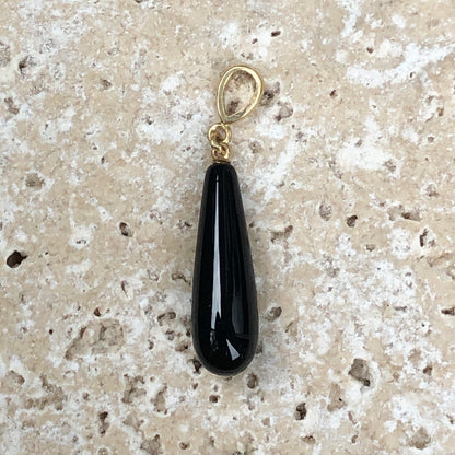 14KT Yellow Gold Black Onyx Teardrop Pendant Charm, 14KT Yellow Gold Black Onyx Teardrop Pendant Charm - Legacy Saint Jewelry