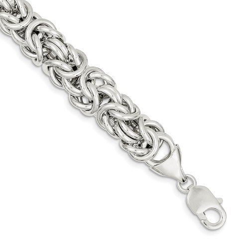 Sterling Silver Fancy Weave Link Bracelet, Sterling Silver Fancy Weave Link Bracelet - Legacy Saint Jewelry