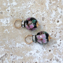 Load image into Gallery viewer, 14KT Yellow Gold Black + Pink Multi Color CZ Cloisonne Ball Earring Charms, 14KT Yellow Gold Black + Pink Multi Color CZ Cloisonne Ball Earring Charms - Legacy Saint Jewelry