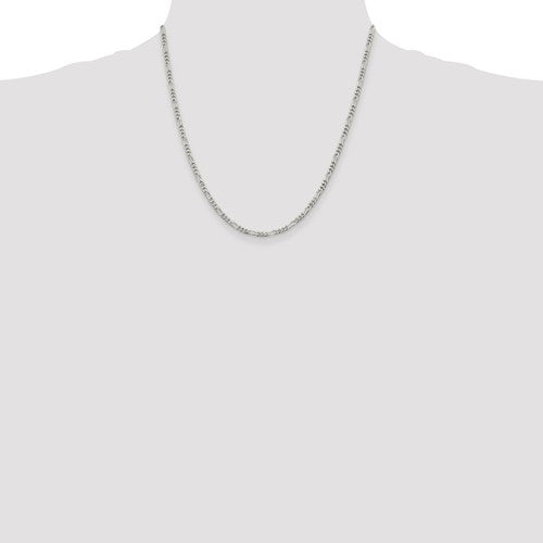 Sterling Silver Figaro Chain Necklace 20"/ 2.8mm, Sterling Silver Figaro Chain Necklace 20"/ 2.8mm - Legacy Saint Jewelry