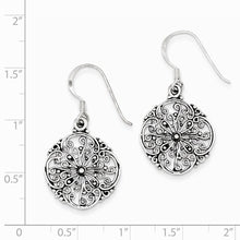 Load image into Gallery viewer, Sterling Silver Antiqued Filigree Dangle Earrings, Sterling Silver Antiqued Filigree Dangle Earrings - Legacy Saint Jewelry