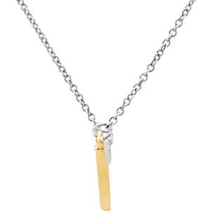 14KT White Gold + Yellow Gold Freeform Bar Necklace, 14KT White Gold + Yellow Gold Freeform Bar Necklace - Legacy Saint Jewelry