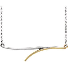 Load image into Gallery viewer, 14KT White Gold + Yellow Gold Freeform Bar Necklace, 14KT White Gold + Yellow Gold Freeform Bar Necklace - Legacy Saint Jewelry