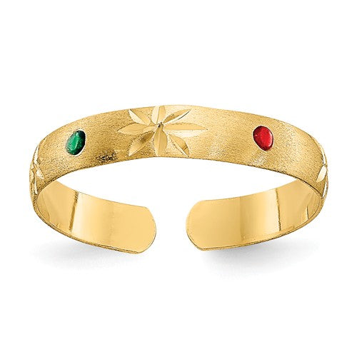 14KT Yellow Gold Satin Enamel Toe Ring, 14KT Yellow Gold Satin Enamel Toe Ring - Legacy Saint Jewelry
