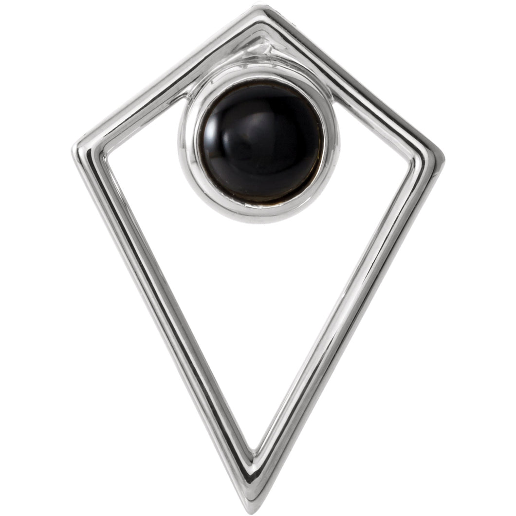 Sterling Silver Onyx Geometric Pyramid Pendant, Sterling Silver Onyx Geometric Pyramid Pendant - Legacy Saint Jewelry