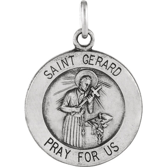 Sterling Silver Saint Gerard Round Medal Pendant Charm, Sterling Silver Saint Gerard Round Medal Pendant Charm - Legacy Saint Jewelry