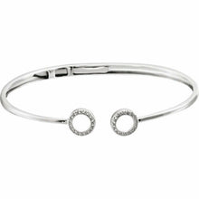 Load image into Gallery viewer, 14KT White Gold Pave Diamond Circles Open Bangle Bracelet, 14KT White Gold Pave Diamond Circles Open Bangle Bracelet - Legacy Saint Jewelry