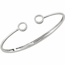 Load image into Gallery viewer, 14KT White Gold Pave Diamond Circles Open Bangle Bracelet, 14KT White Gold Pave Diamond Circles Open Bangle Bracelet - Legacy Saint Jewelry