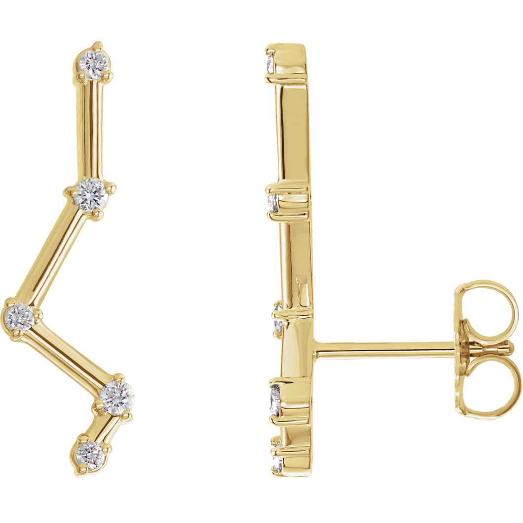 14KT Yellow Gold Diamond Constellation Earrings, 14KT Yellow Gold Diamond Constellation Earrings - Legacy Saint Jewelry
