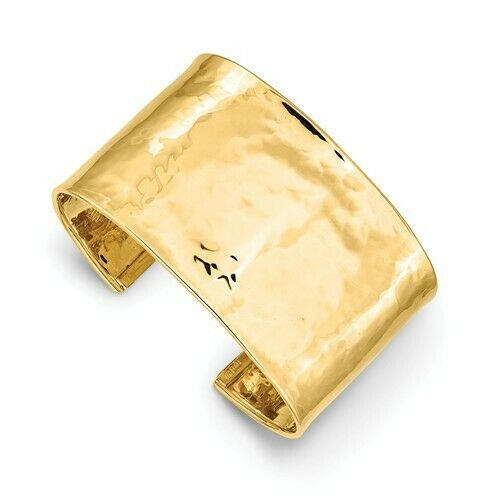 14KT Yellow Gold Hammered Cuff Bracelet 39mm, 14KT Yellow Gold Hammered Cuff Bracelet 39mm - Legacy Saint Jewelry