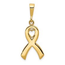 Load image into Gallery viewer, 14KT Yellow Gold Heart Awareness Ribbon Pendant Charm, 14KT Yellow Gold Heart Awareness Ribbon Pendant Charm - Legacy Saint Jewelry
