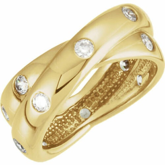 14KT Yellow Gold Gypsy Set Diamond Bypass Ring, 14KT Yellow Gold Gypsy Set Diamond Bypass Ring - Legacy Saint Jewelry