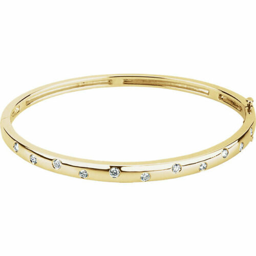 14KT Yellow Gold Gypsy Diamond Thin Bangle Bracelet, 14KT Yellow Gold Gypsy Diamond Thin Bangle Bracelet - Legacy Saint Jewelry