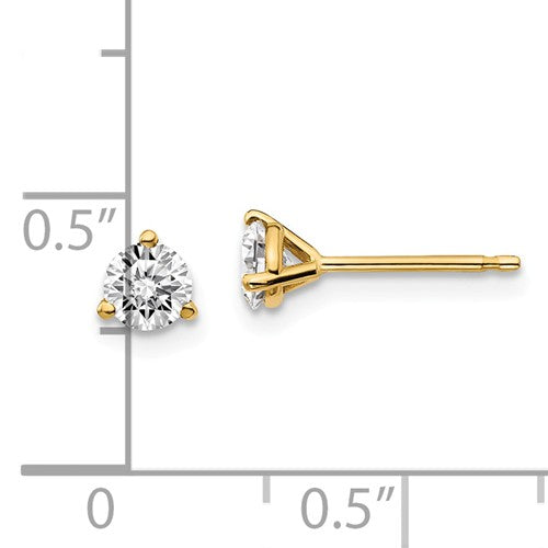 14KT Yellow Gold 1/2 CTW Lab Diamond 3 Prong Stud Earrings, 14KT Yellow Gold 1/2 CTW Lab Diamond 3 Prong Stud Earrings - Legacy Saint Jewelry