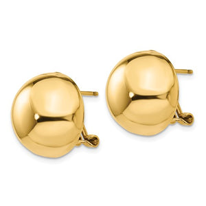 14KT Yellow Gold Half-Ball Omega Back Earrings, 14KT Yellow Gold Half-Ball Omega Back Earrings - Legacy Saint Jewelry