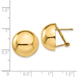 14KT Yellow Gold Half-Ball Omega Back Earrings, 14KT Yellow Gold Half-Ball Omega Back Earrings - Legacy Saint Jewelry