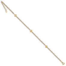 Load image into Gallery viewer, OOO 14KT Yellow Gold Puff Heart Chain Anklet, OOO 14KT Yellow Gold Puff Heart Chain Anklet - Legacy Saint Jewelry