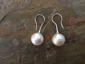 Sterling Silver 12mm Genuine Paspaley Cultured South Sea Pearl Drop Earrings - Legacy Saint Jewelry