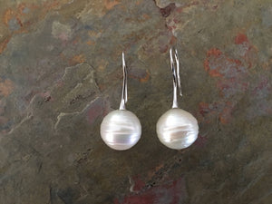 Sterling Silver 12mm Genuine Paspaley Cultured South Sea Pearl Drop Earrings - Legacy Saint Jewelry