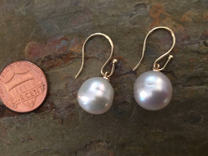 14KT Yellow Gold 12mm Genuine Paspaley South Sea Pearl Drop Earrings - Legacy Saint Jewelry