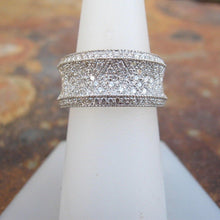 Load image into Gallery viewer, Concave 14KT White Gold + Patterned Pave Diamond Cigar Band Ring - Legacy Saint Jewelry