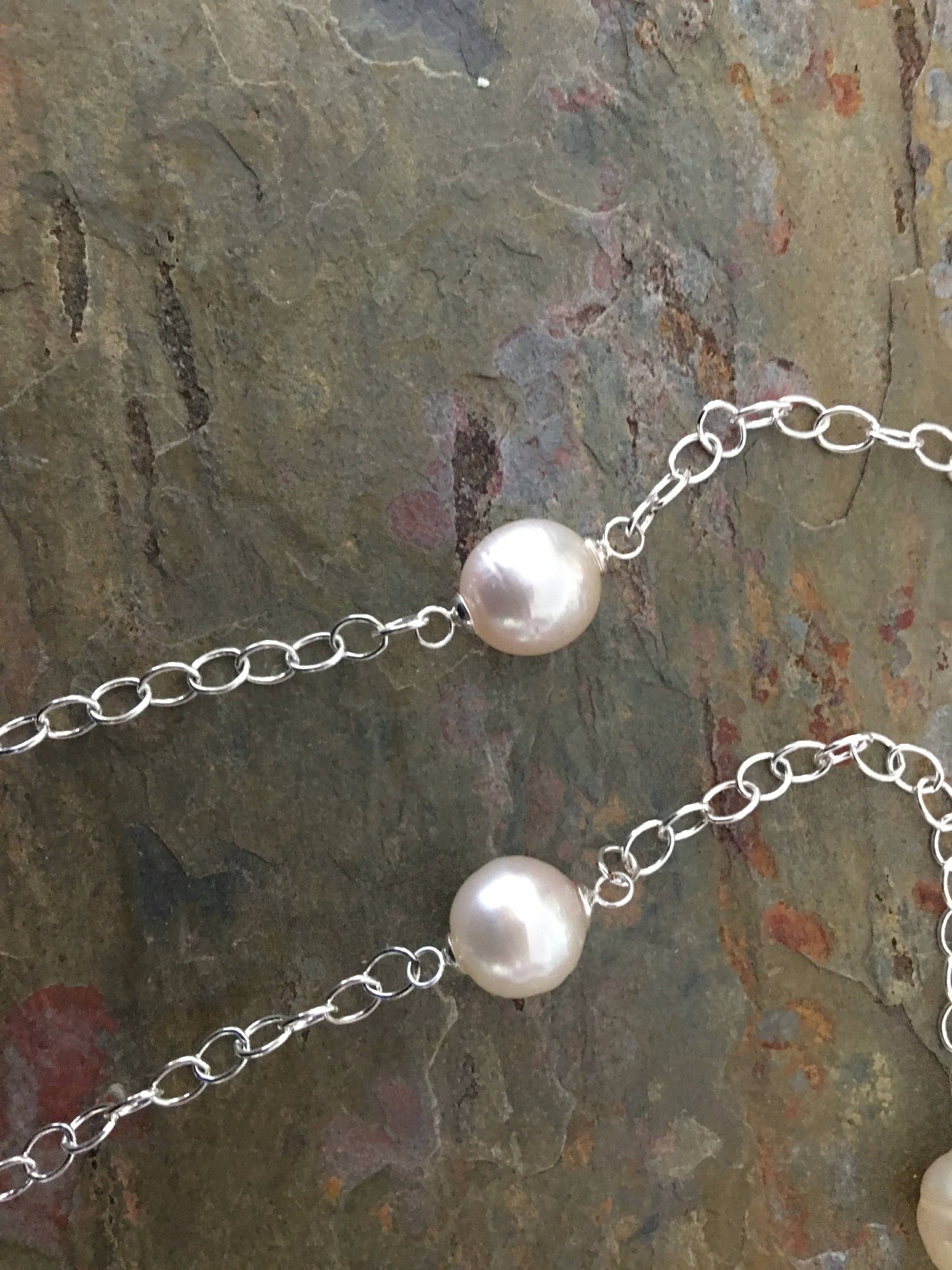 Sterling Silver Paspaley South Sea Pearls Station Chain Necklace 37" - Legacy Saint Jewelry