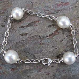 14KT White Gold Open Link Chain + Paspaley South Sea Pearl Bracelet - Legacy Saint Jewelry