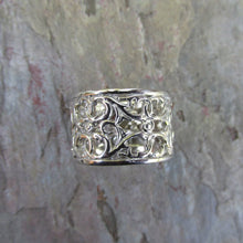 Load image into Gallery viewer, 14KT White Gold Filigree Floral Cigar Band Ring - Legacy Saint Jewelry